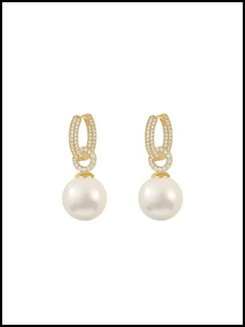Pearl Dangle Drop Earrings with Gold Huggie Hoop Zinc Alloy Bridal Jewelry